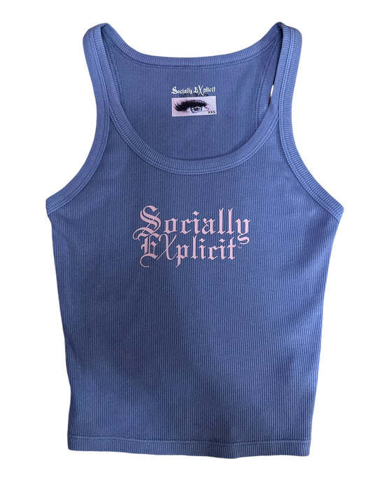 Blue Club Tank w/Pink Brand Logo