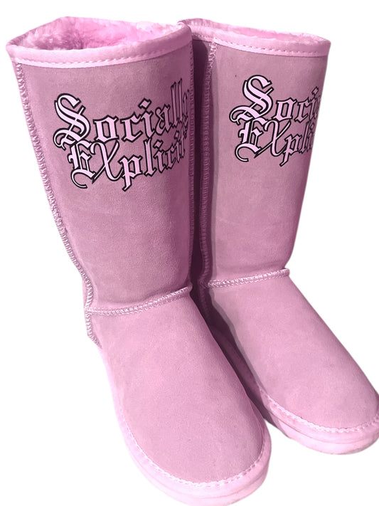 Pink Suede Ugg Boots Pre-Order Limited Socially EXplicit Customizable Decor & Wording “Flaunt your personality” (Drops December 2024/January2025)