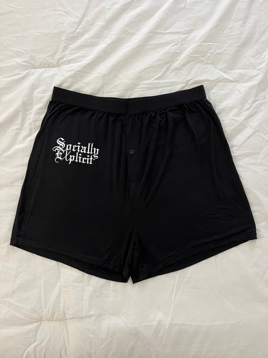 Black Socially EXplicit Boxers for Men Viscose from Bamboo Breathable & Loose Fit